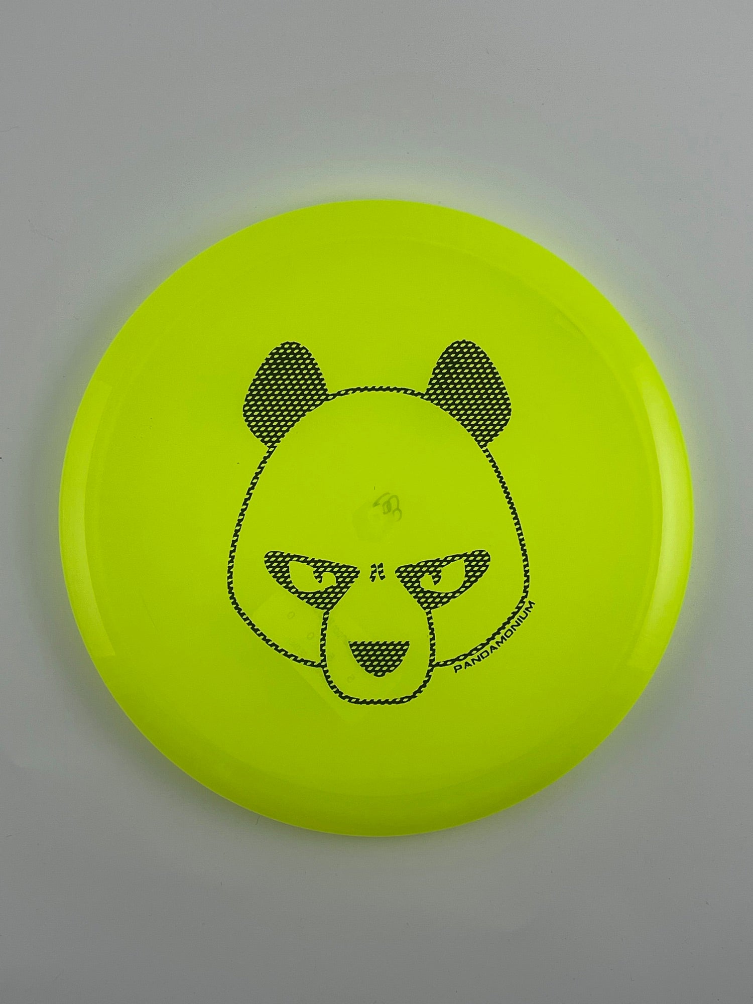 Innova Mako3 disc golf midrange in yellow Champion plastic with Pandamonium Big Panda stamp