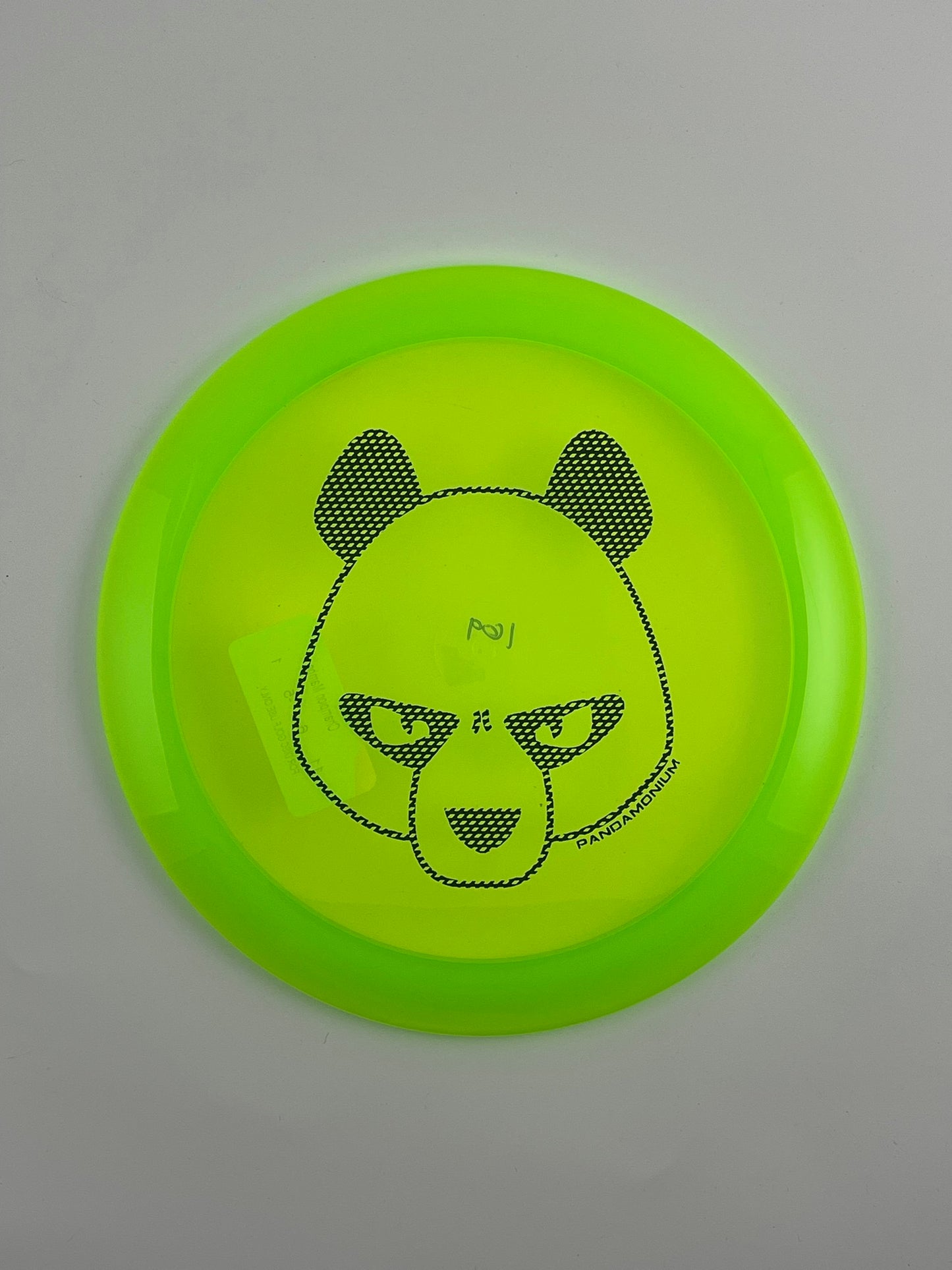 Innova Mamba disc golf distance driver in lime and green Champion plastic with Pandamonium Big Panda stamp