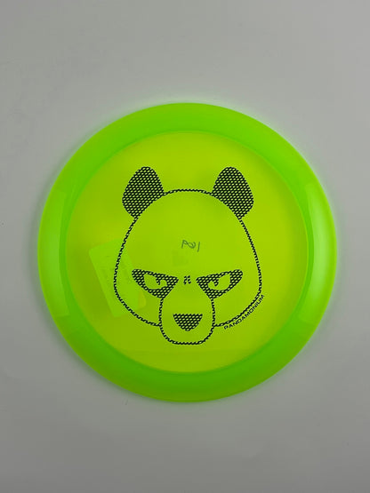 Innova Mamba disc golf distance driver in lime and green Champion plastic with Pandamonium Big Panda stamp