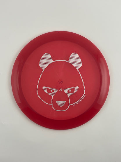 Innova Mamba disc golf distance driver in plum Champion plastic with Pandamonium Big Panda stamp
