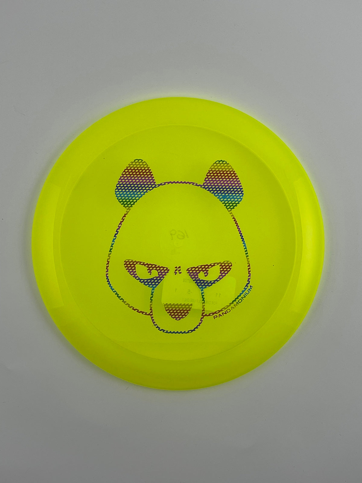 Innova Mamba disc golf distance driver in yellow Champion plastic with Pandamonium Big Panda stamp