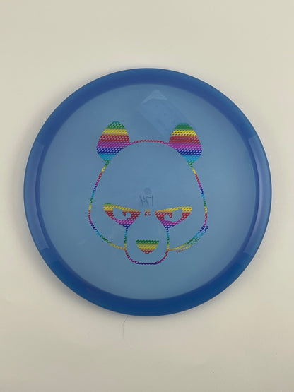 Innova Roc3 disc golf midrange in blue Champion plastic with Pandamonium Big Panda stamp