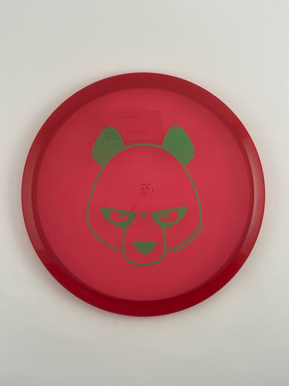Innova Roc3 disc golf midrange in maroon Champion plastic with Pandamonium Big Panda stamp
