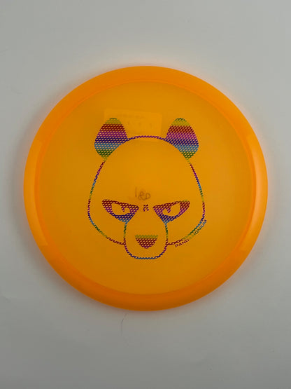 Innova Roc3 disc golf midrange in orange Champion plastic with Pandamonium Big Panda stamp