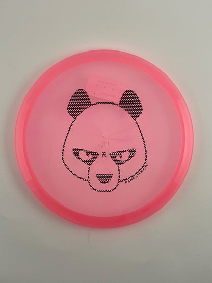 Innova Roc3 disc golf midrange in pink Champion plastic with Pandamonium Big Panda stamp