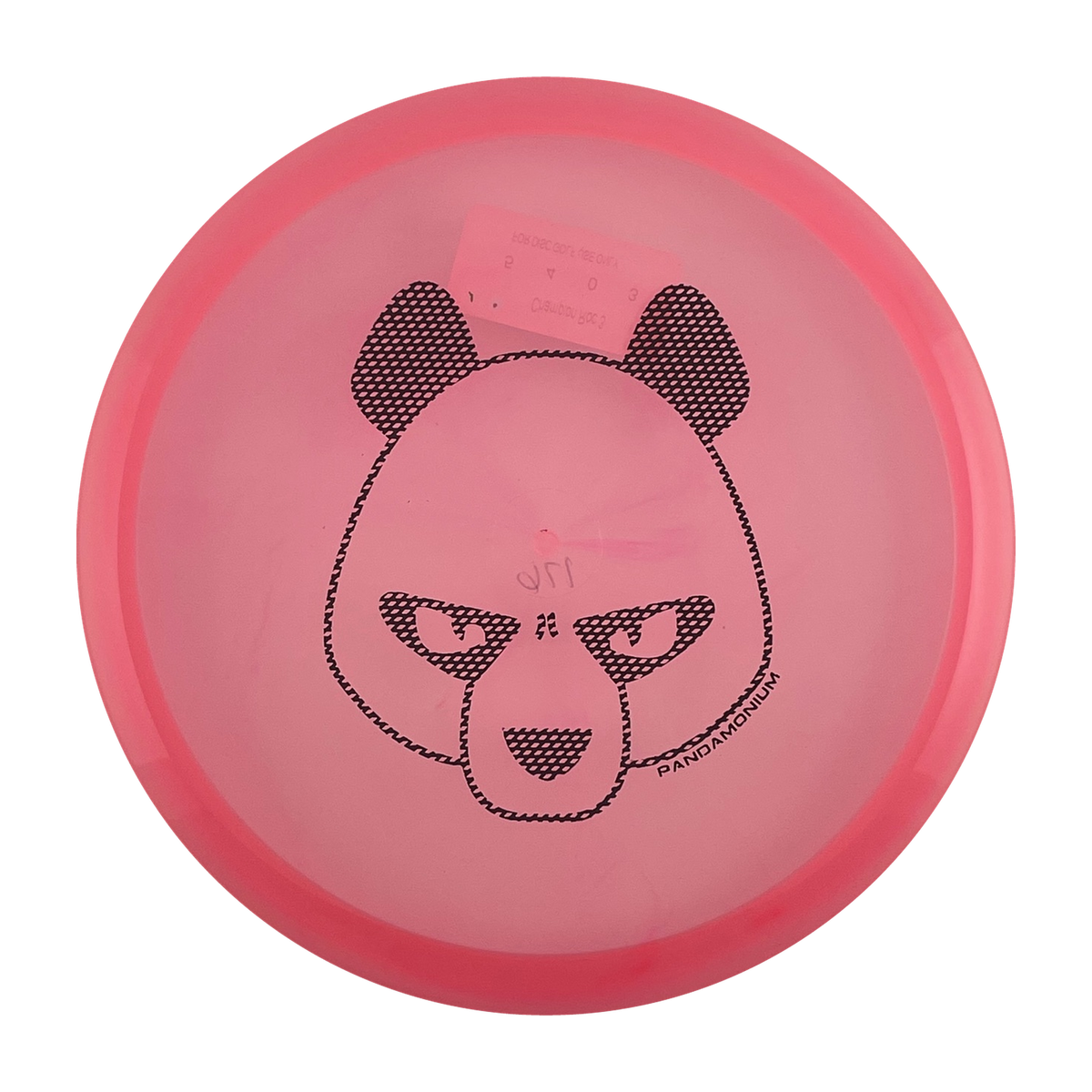 Innova Roc3 disc golf midrange in pink Champion plastic with Pandamonium Big Panda stamp, view 1