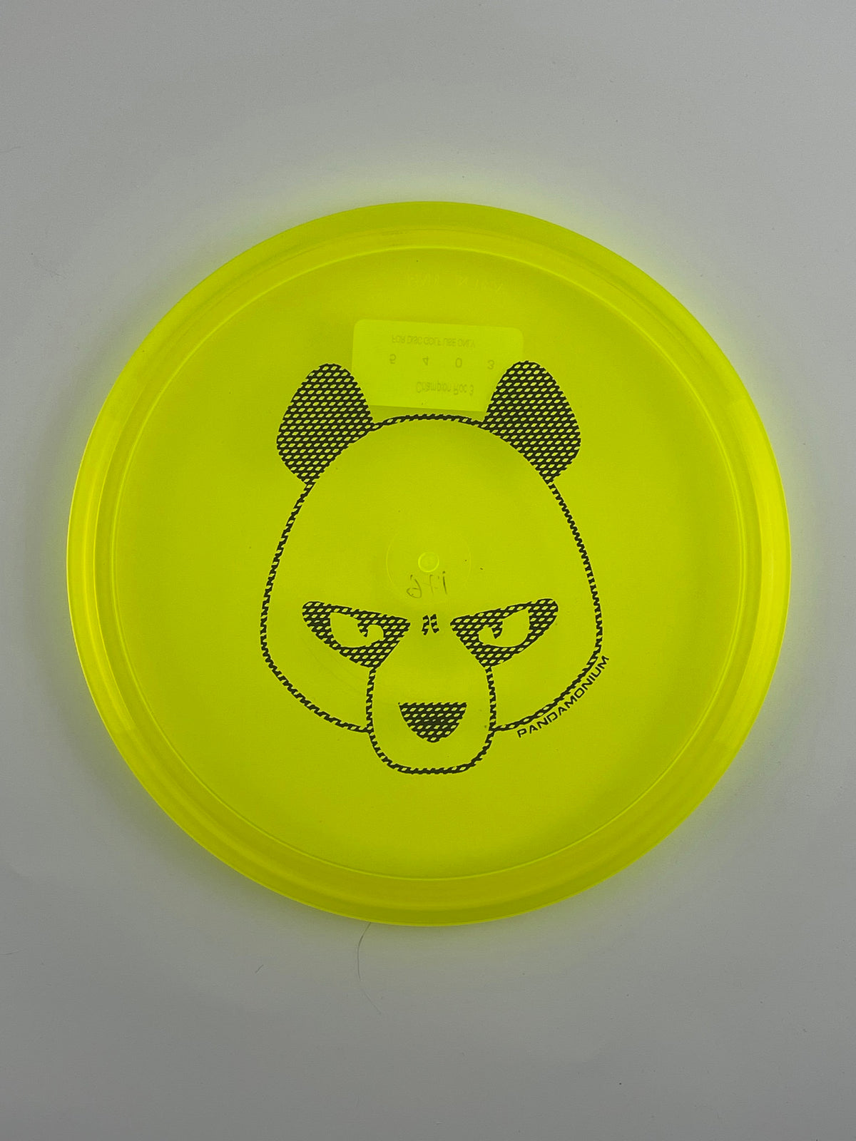 Innova Roc3 disc golf midrange in yellow Champion plastic with Pandamonium Big Panda stamp