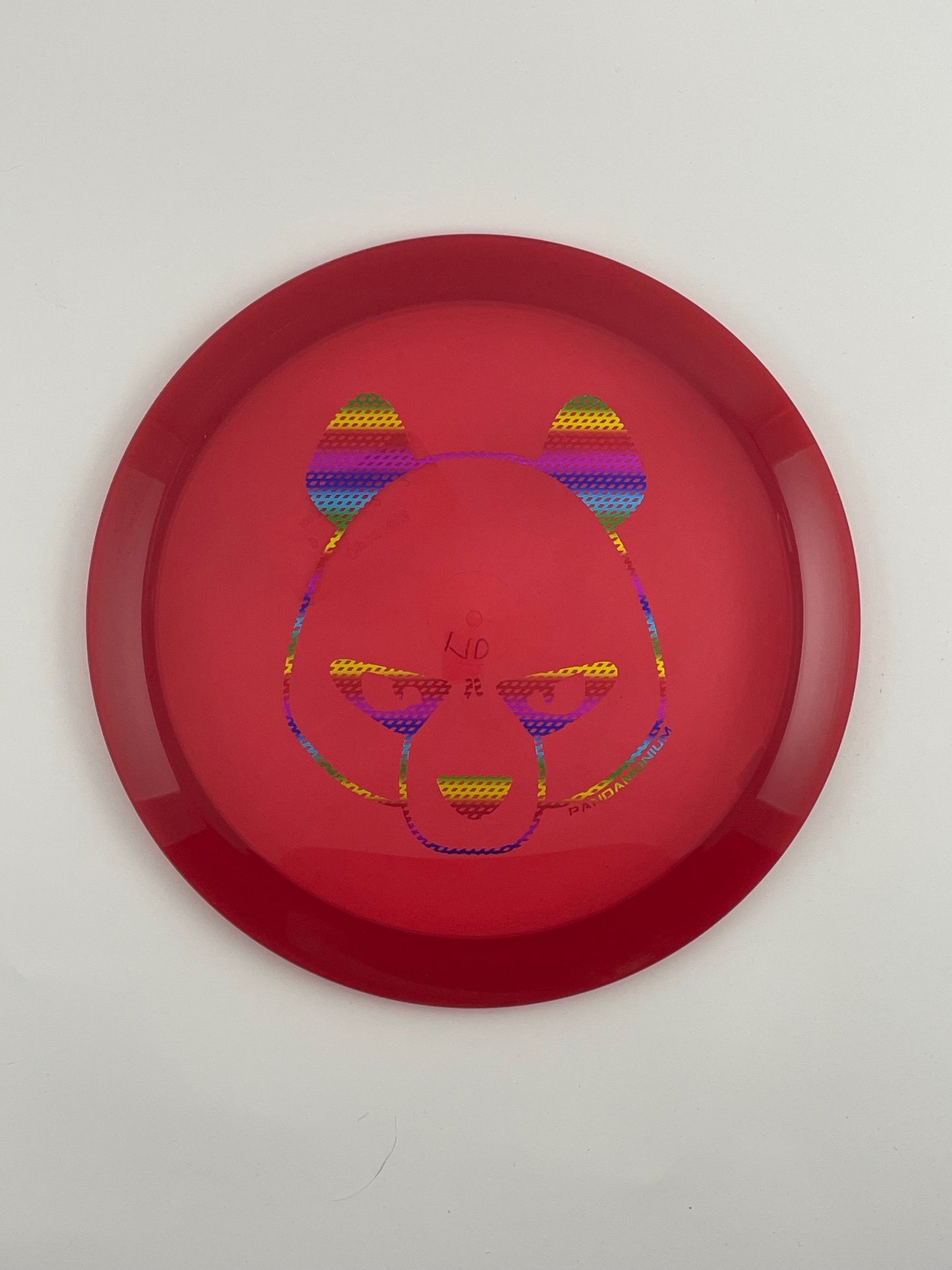 Innova Valkyrie disc golf fairway driver in maroon Champion plastic with Pandamonium Big Panda stamp