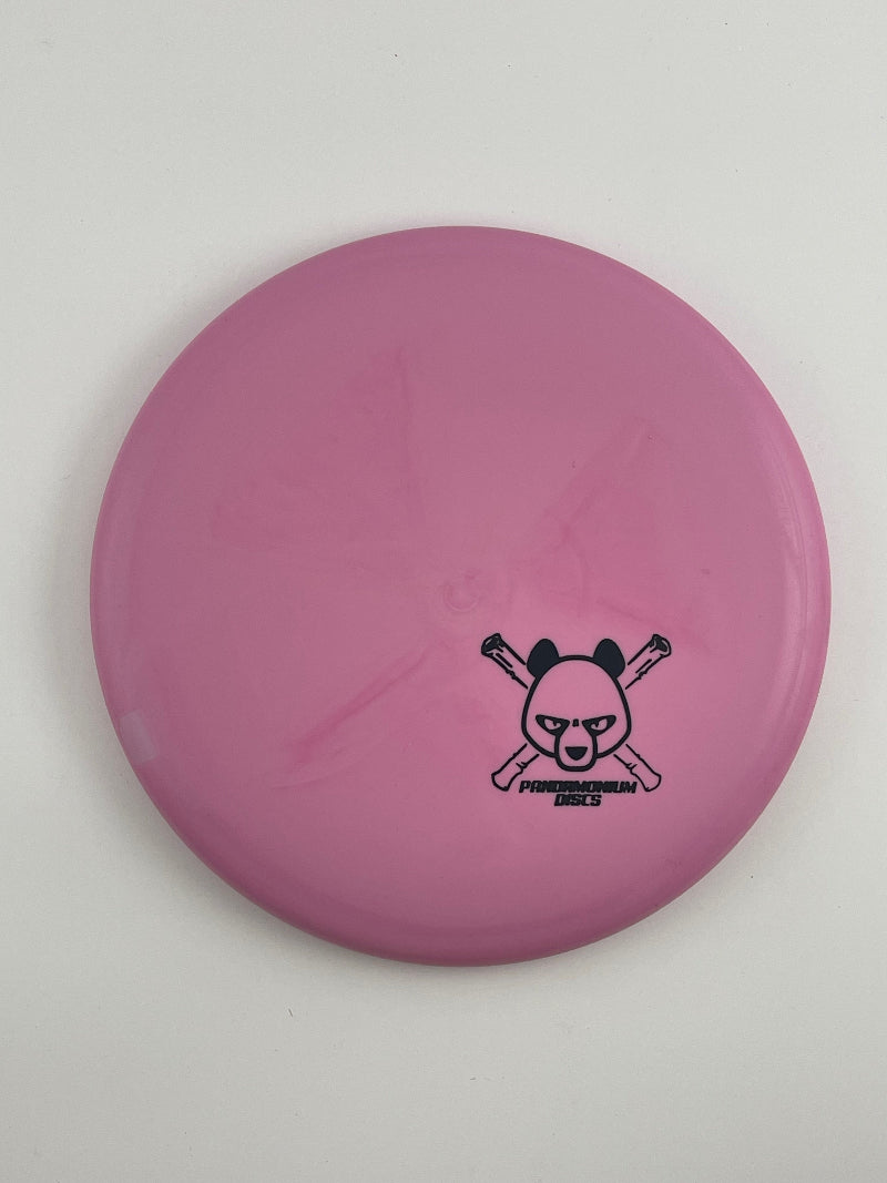 Dynamic Discs Warden disc golf putt and approach in pink Classic Moonshine plastic with Pandamonium Panda Corner X stamp