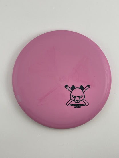 Dynamic Discs Warden disc golf putt and approach in pink Classic Moonshine plastic with Pandamonium Panda Corner X stamp