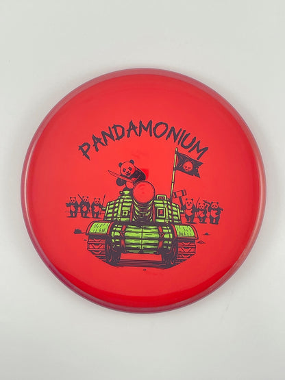Axiom Pyro disc golf midrange in Prism Plasma plastic with Pandamonium Panda Tank stamp, view 11