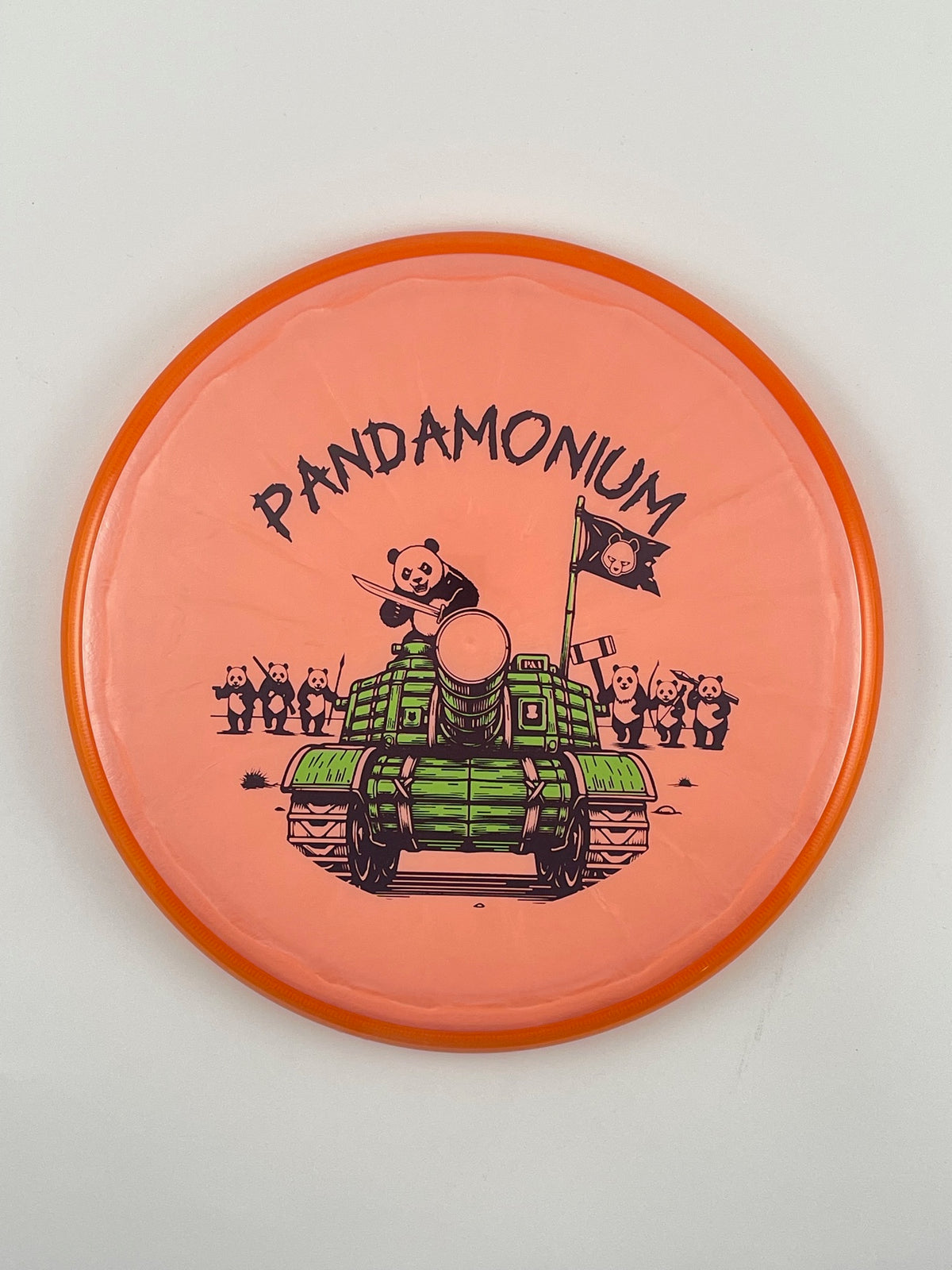 Axiom Pyro disc golf midrange in Prism Plasma plastic with Pandamonium Panda Tank stamp, view 13
