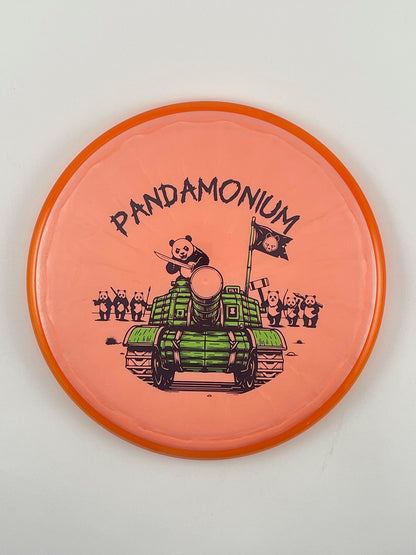 Axiom Pyro disc golf midrange in Prism Plasma plastic with Pandamonium Panda Tank stamp, view 13