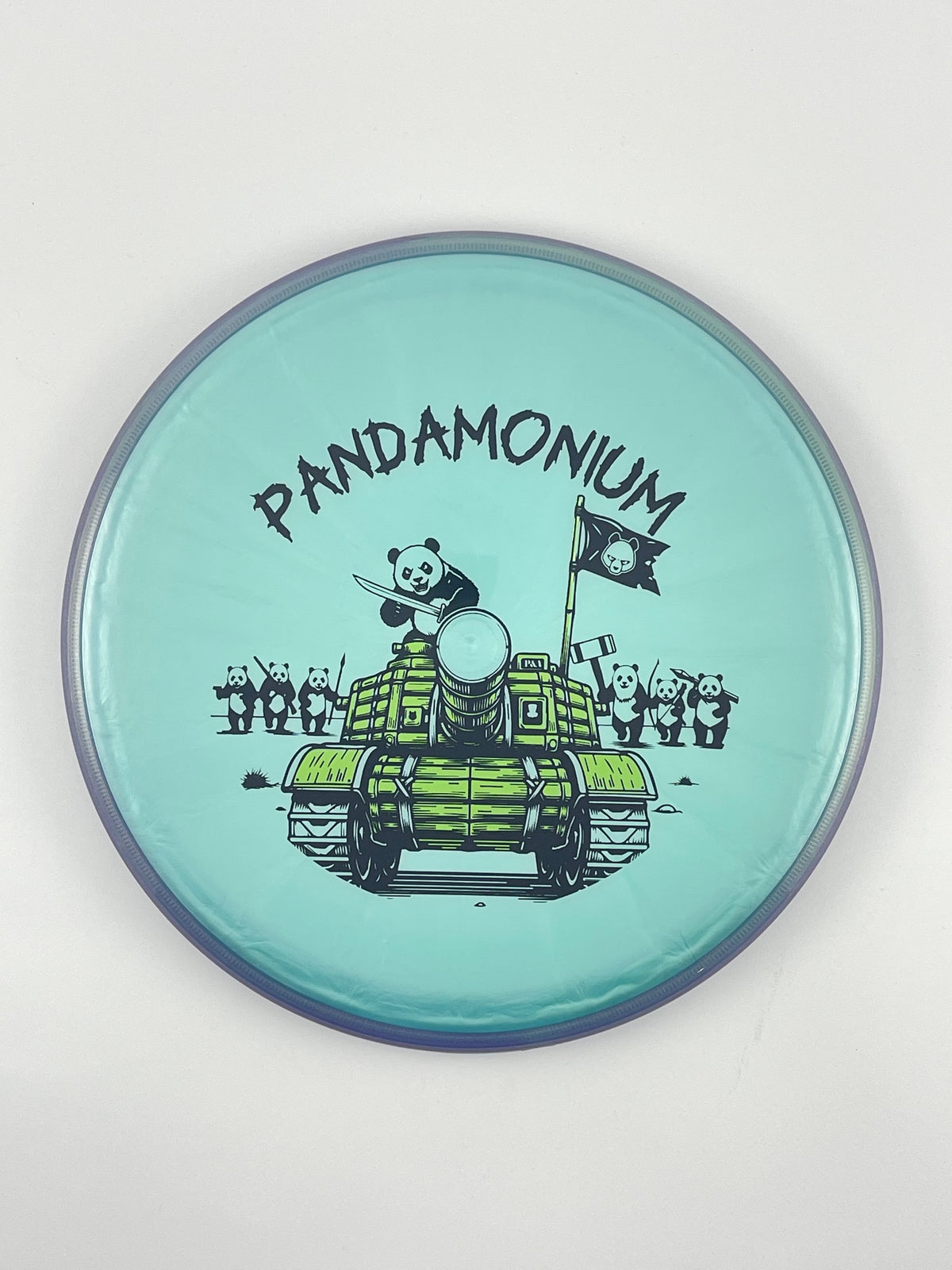 Axiom Pyro disc golf midrange in Prism Plasma plastic with Pandamonium Panda Tank stamp, view 15