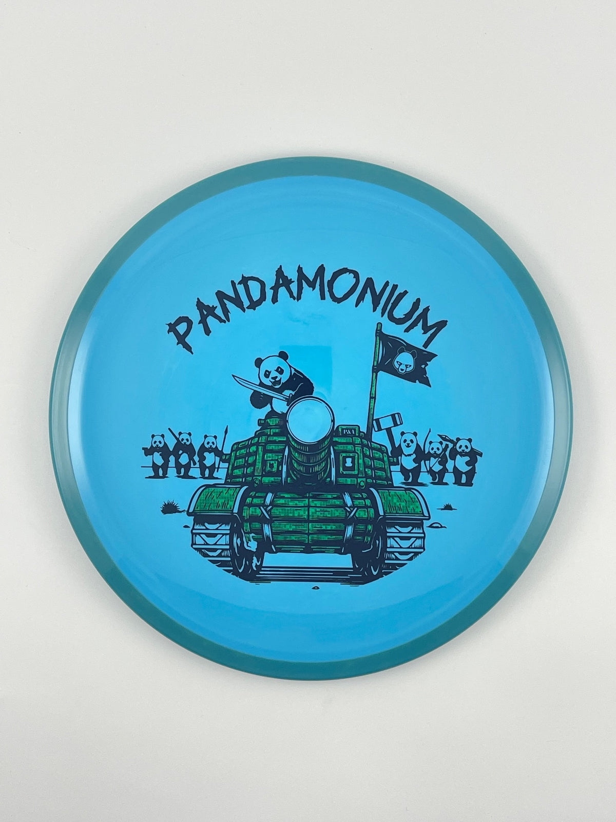 Axiom Bokeh disc golf fairway driver in Neutron plastic with Pandamonium Panda Tank stamp, view 2