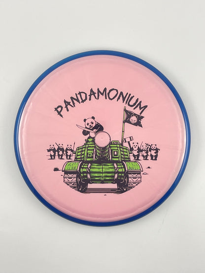 Axiom Pyro disc golf midrange in Prism Plasma plastic with Pandamonium Panda Tank stamp, view 2