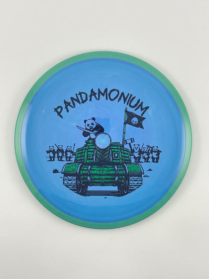 Axiom Bokeh disc golf fairway driver in Neutron plastic with Pandamonium Panda Tank stamp, view 3