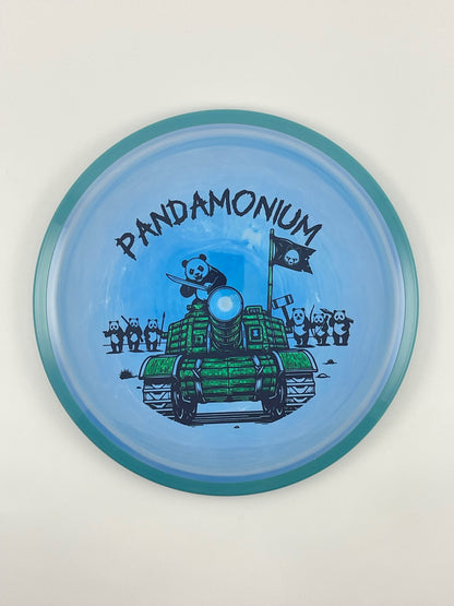 Axiom Bokeh disc golf fairway driver in Neutron plastic with Pandamonium Panda Tank stamp, view 4