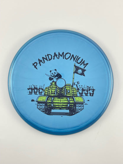 Axiom Pyro disc golf midrange in Prism Plasma plastic with Pandamonium Panda Tank stamp, view 4