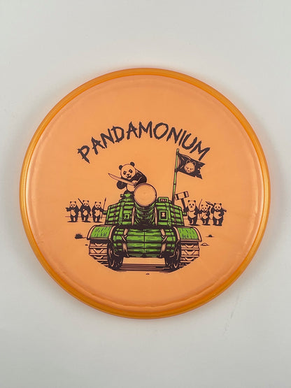 Axiom Pyro disc golf midrange in Prism Plasma plastic with Pandamonium Panda Tank stamp, view 5