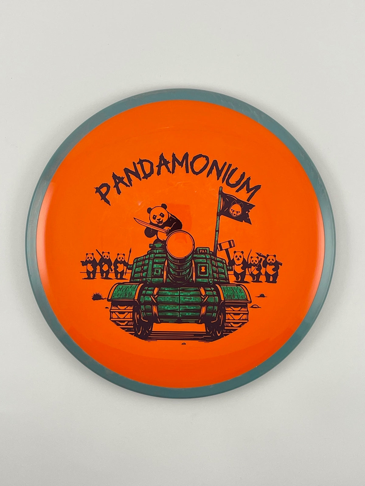 Axiom Bokeh disc golf fairway driver in Neutron plastic with Pandamonium Panda Tank stamp, view 6