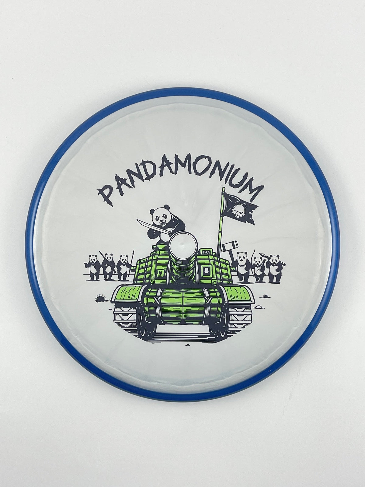 Axiom Pyro disc golf midrange in Prism Plasma plastic with Pandamonium Panda Tank stamp, view 6