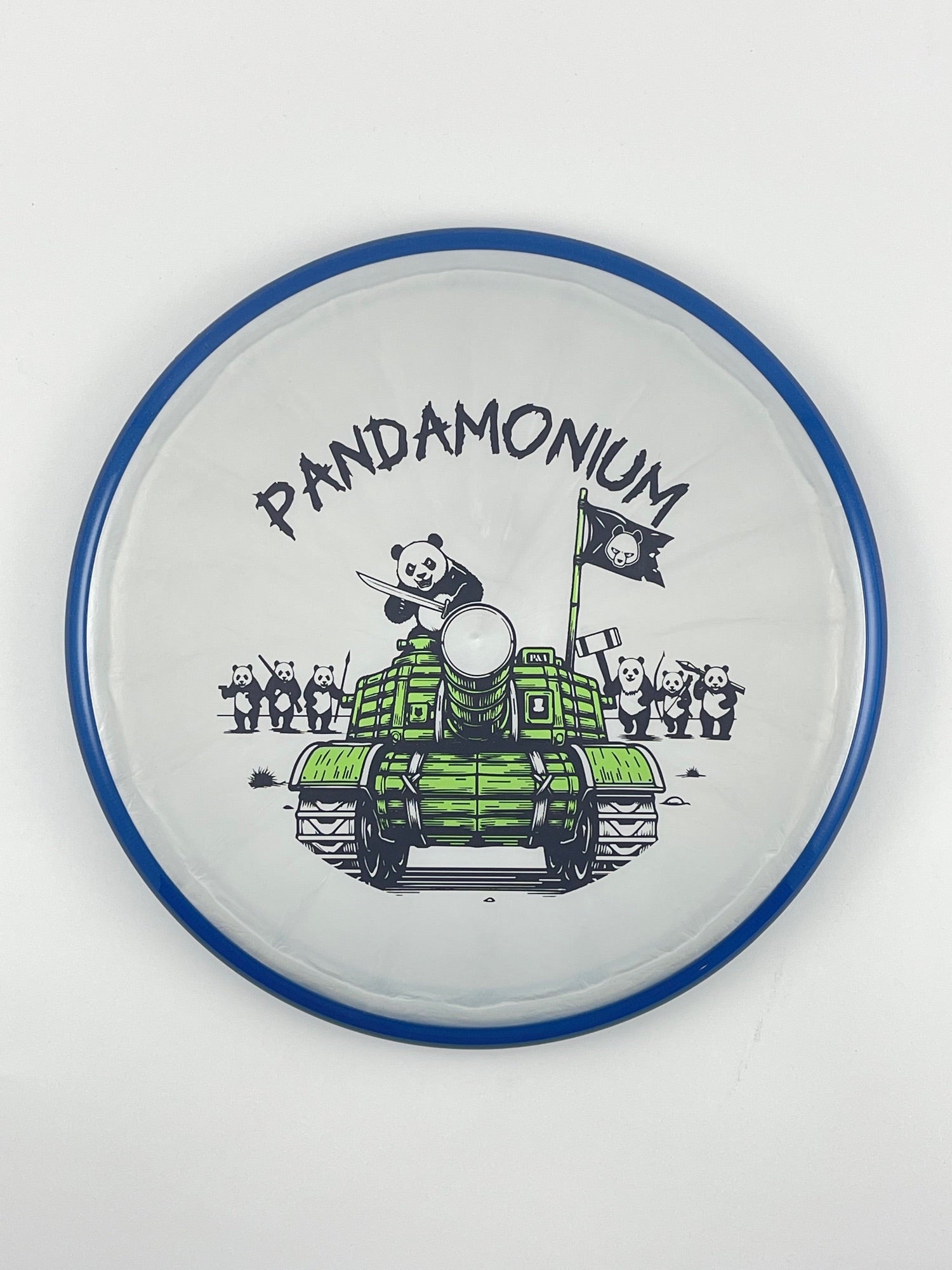 Axiom Pyro disc golf midrange in Prism Plasma plastic with Pandamonium Panda Tank stamp, view 6