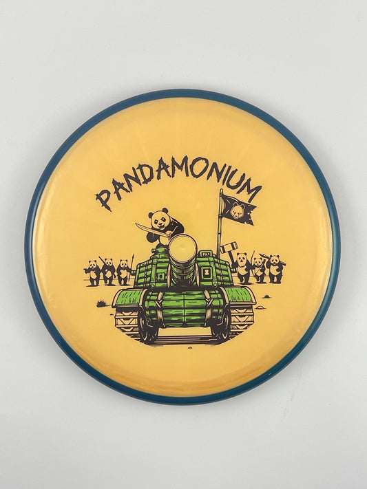 Axiom Pyro disc golf midrange in Prism Plasma plastic with Pandamonium Panda Tank stamp, view 7