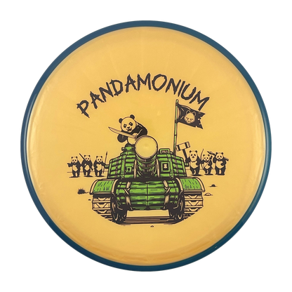 Axiom Pyro disc golf midrange in Prism Plasma plastic with Pandamonium Panda Tank stamp, view 1, view 2
