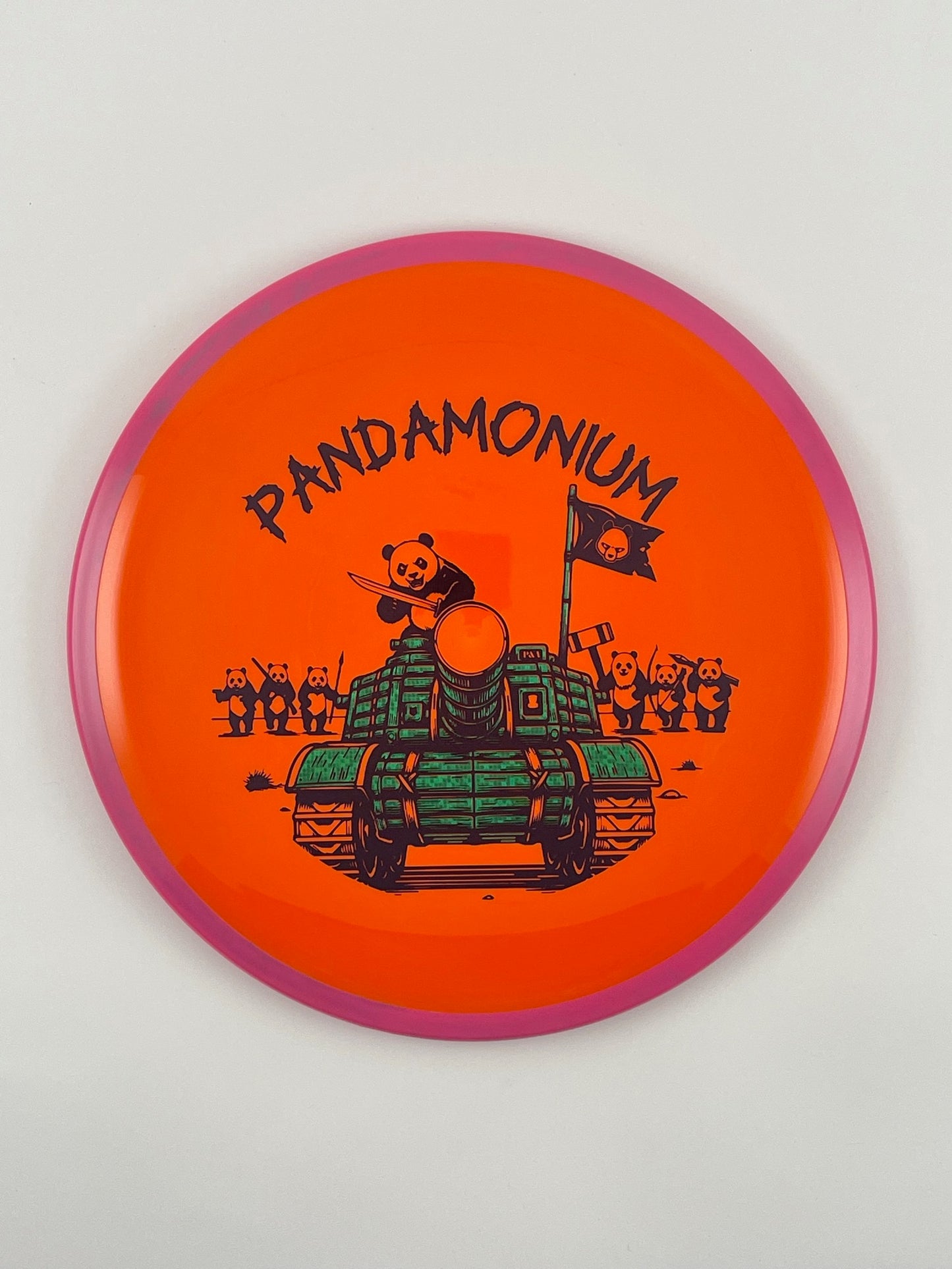 Axiom Bokeh disc golf fairway driver in Neutron plastic with Pandamonium Panda Tank stamp, view 8