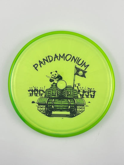Axiom Pyro disc golf midrange in Prism Plasma plastic with Pandamonium Panda Tank stamp, view 8