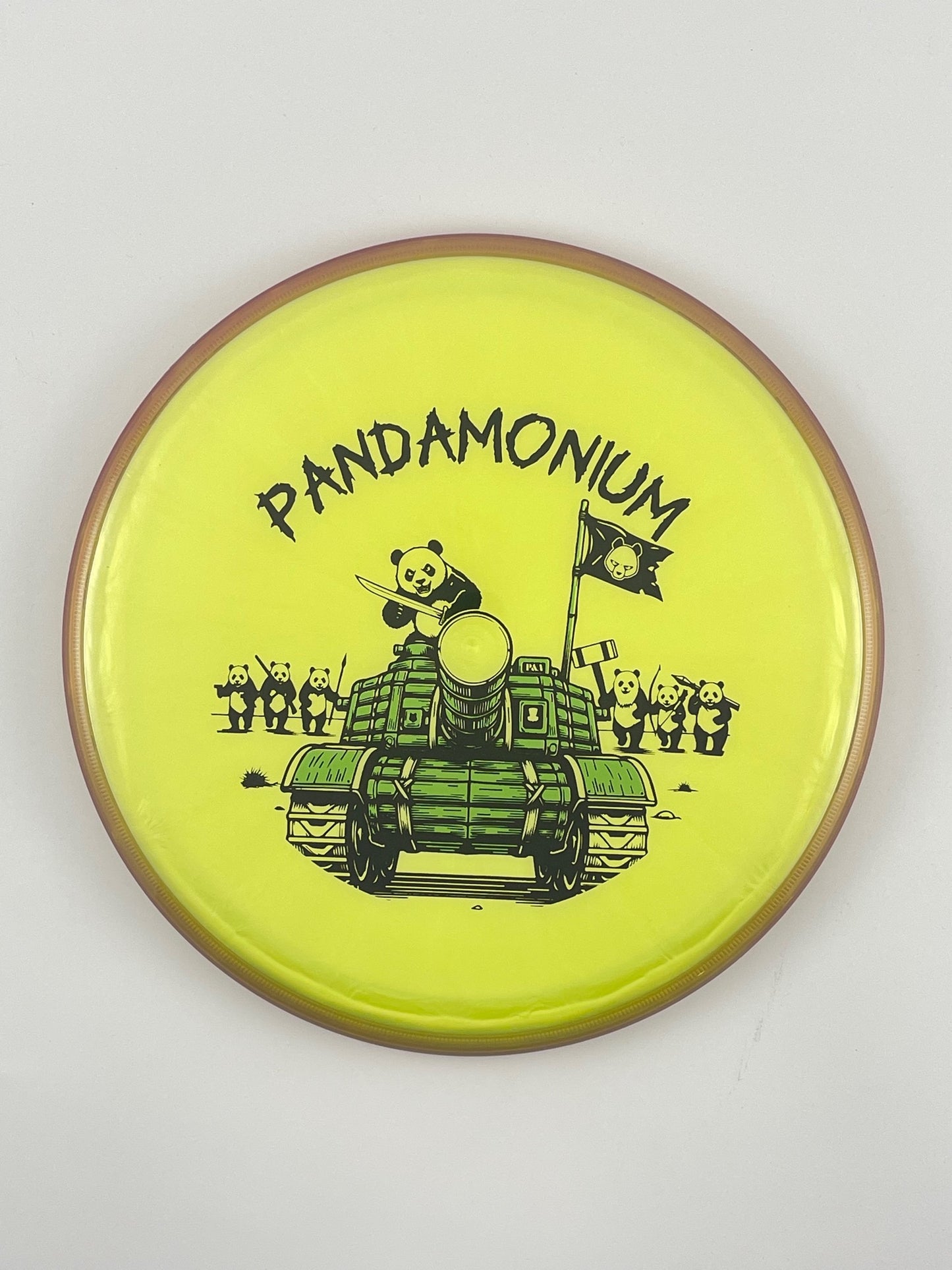 Axiom Pyro disc golf midrange in Prism Plasma plastic with Pandamonium Panda Tank stamp, view 9