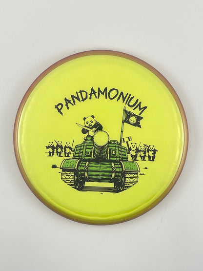 Axiom Pyro disc golf midrange in Prism Plasma plastic with Pandamonium Panda Tank stamp, view 9