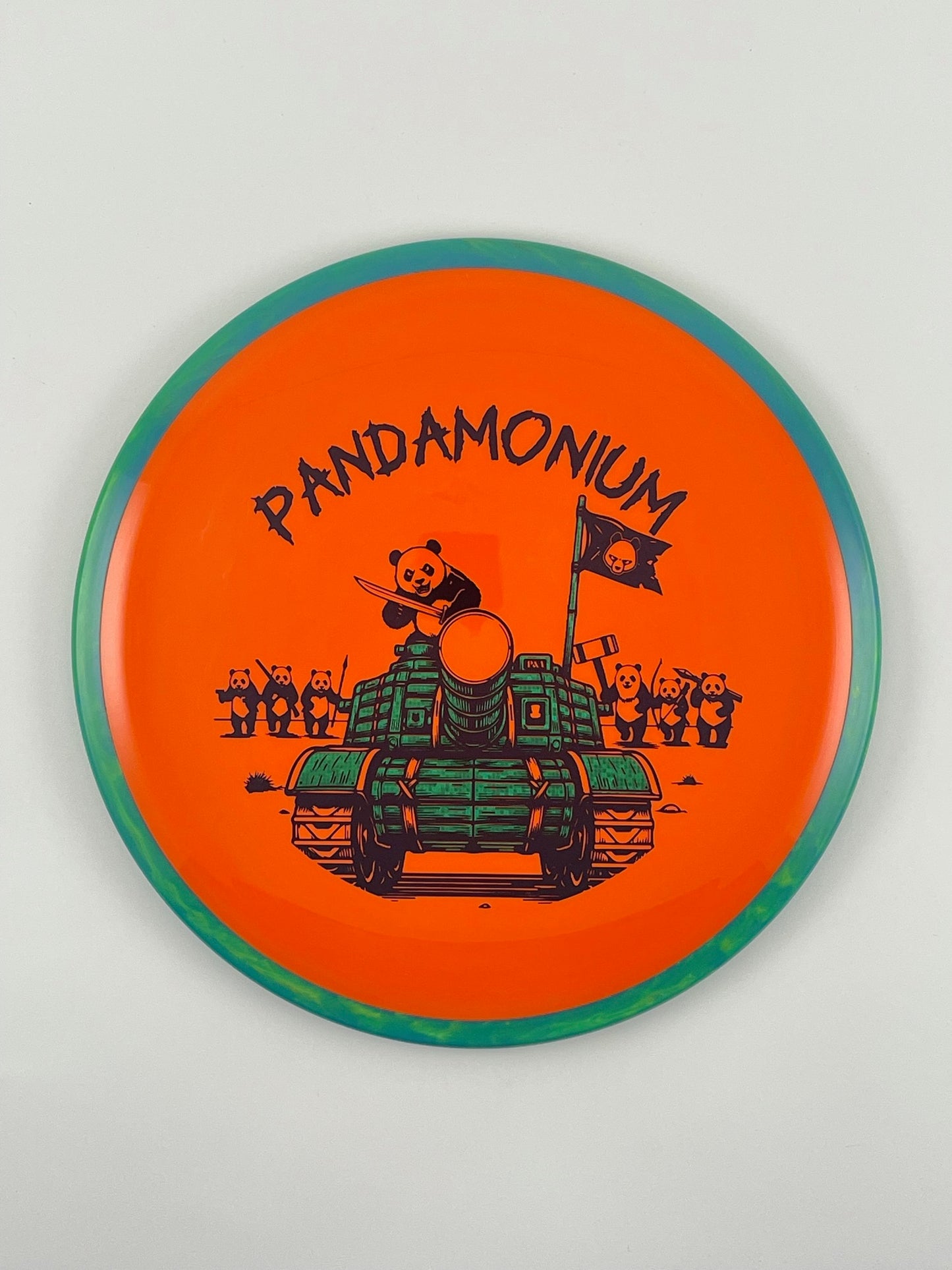 Axiom Bokeh disc golf fairway driver in Neutron plastic with Pandamonium Panda Tank stamp, view 9