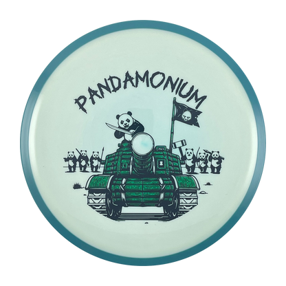 Axiom Bokeh disc golf fairway driver in Neutron plastic with Pandamonium Panda Tank stamp, view 1, view 2