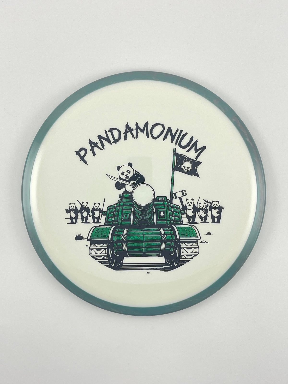 Axiom Bokeh disc golf fairway driver in Neutron plastic with Pandamonium Panda Tank stamp, view 15