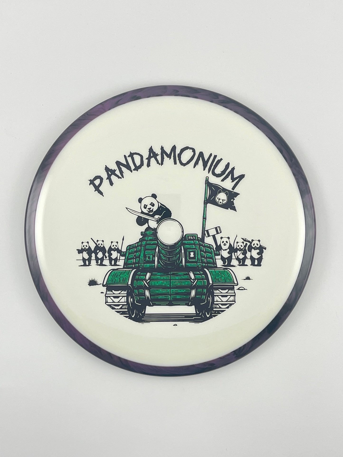 Axiom Bokeh disc golf fairway driver in Neutron plastic with Pandamonium Panda Tank stamp, view 18