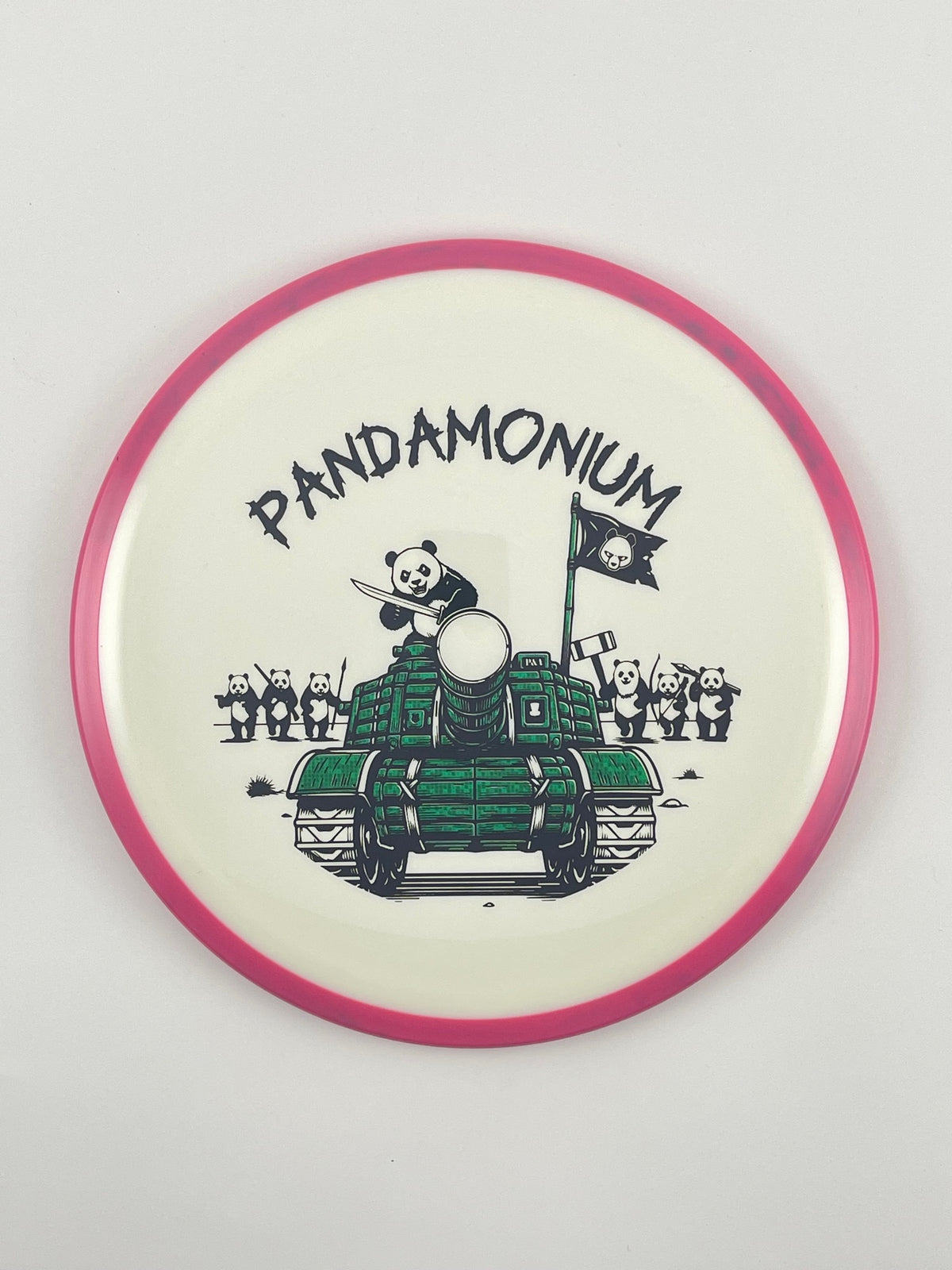 Axiom Bokeh disc golf fairway driver in Neutron plastic with Pandamonium Panda Tank stamp, view 19