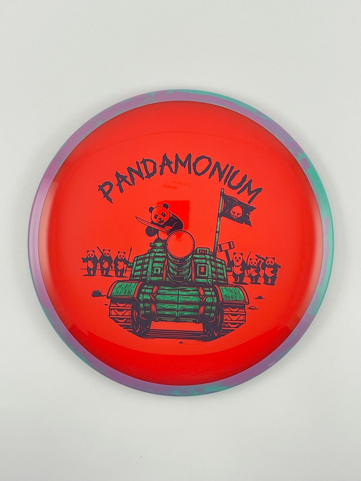 Axiom Bokeh disc golf fairway driver in Neutron plastic with Pandamonium Panda Tank stamp, view 22