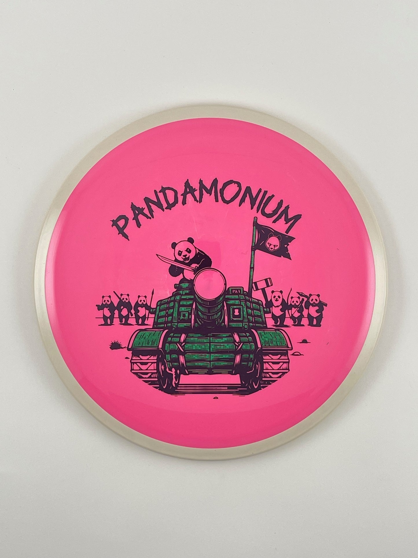 Axiom Bokeh disc golf fairway driver in Neutron plastic with Pandamonium Panda Tank stamp, view 29
