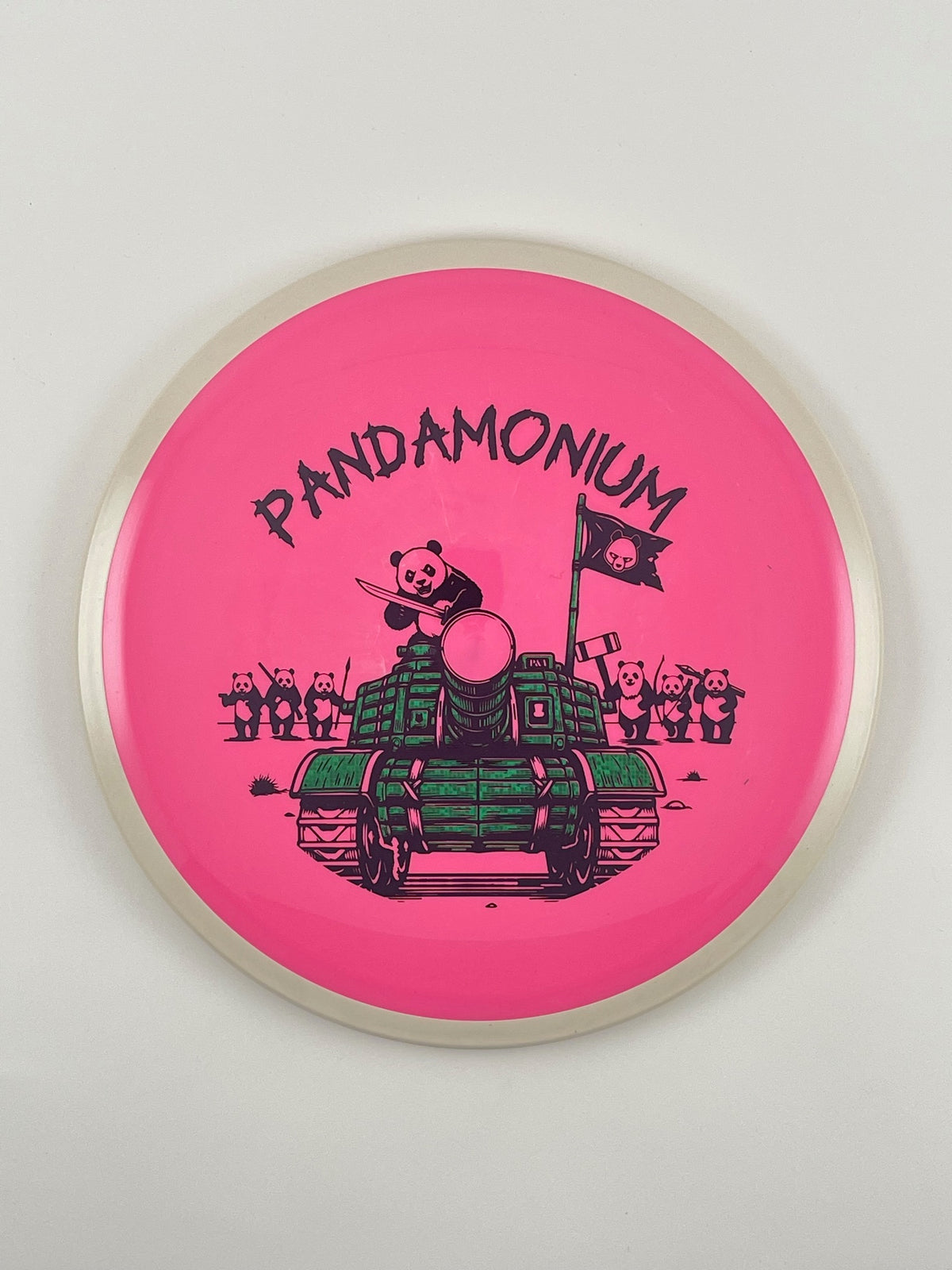 Axiom Bokeh disc golf fairway driver in Neutron plastic with Pandamonium Panda Tank stamp, view 29