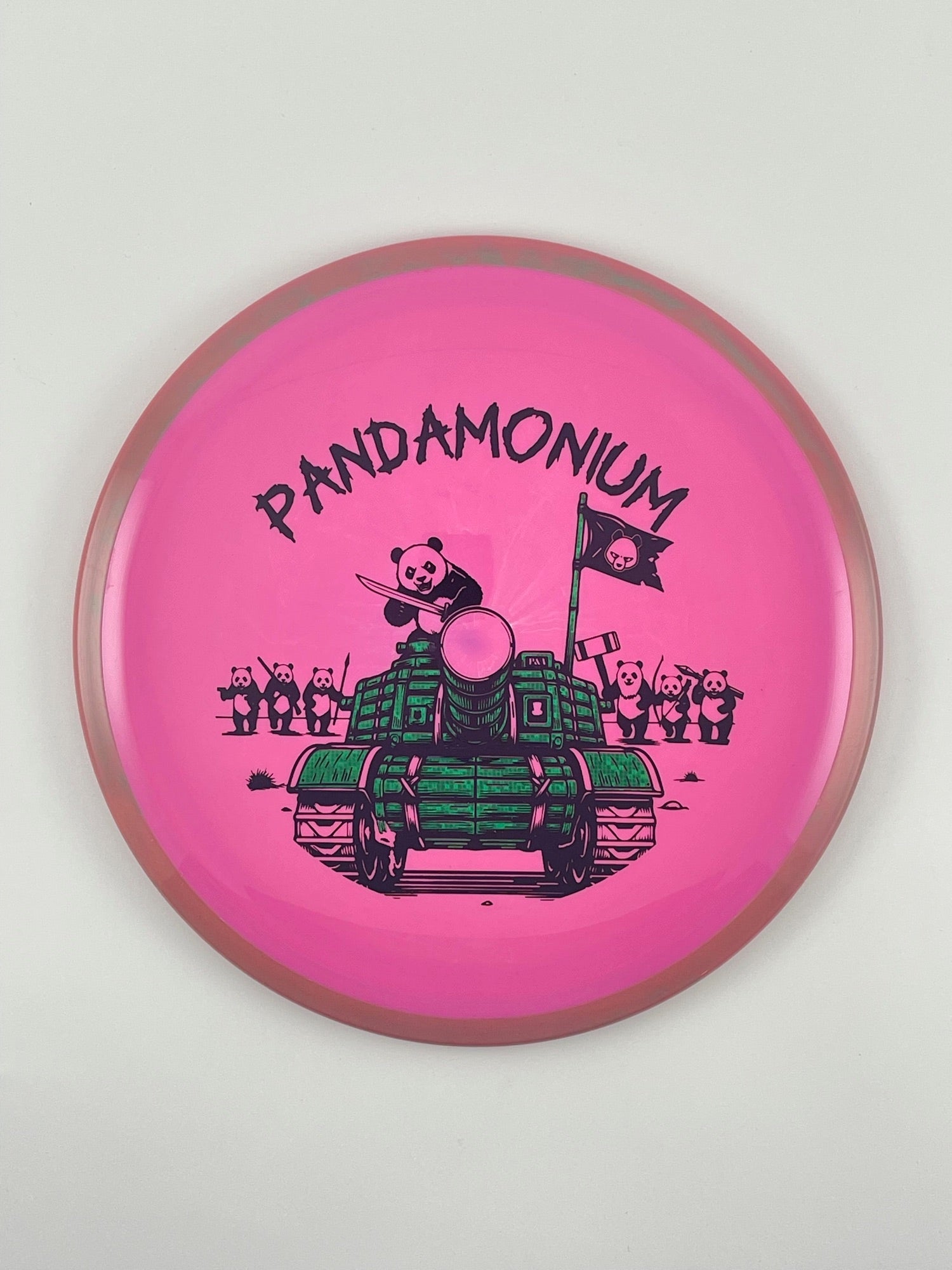 Axiom Bokeh disc golf fairway driver in Neutron plastic with Pandamonium Panda Tank stamp, view 31