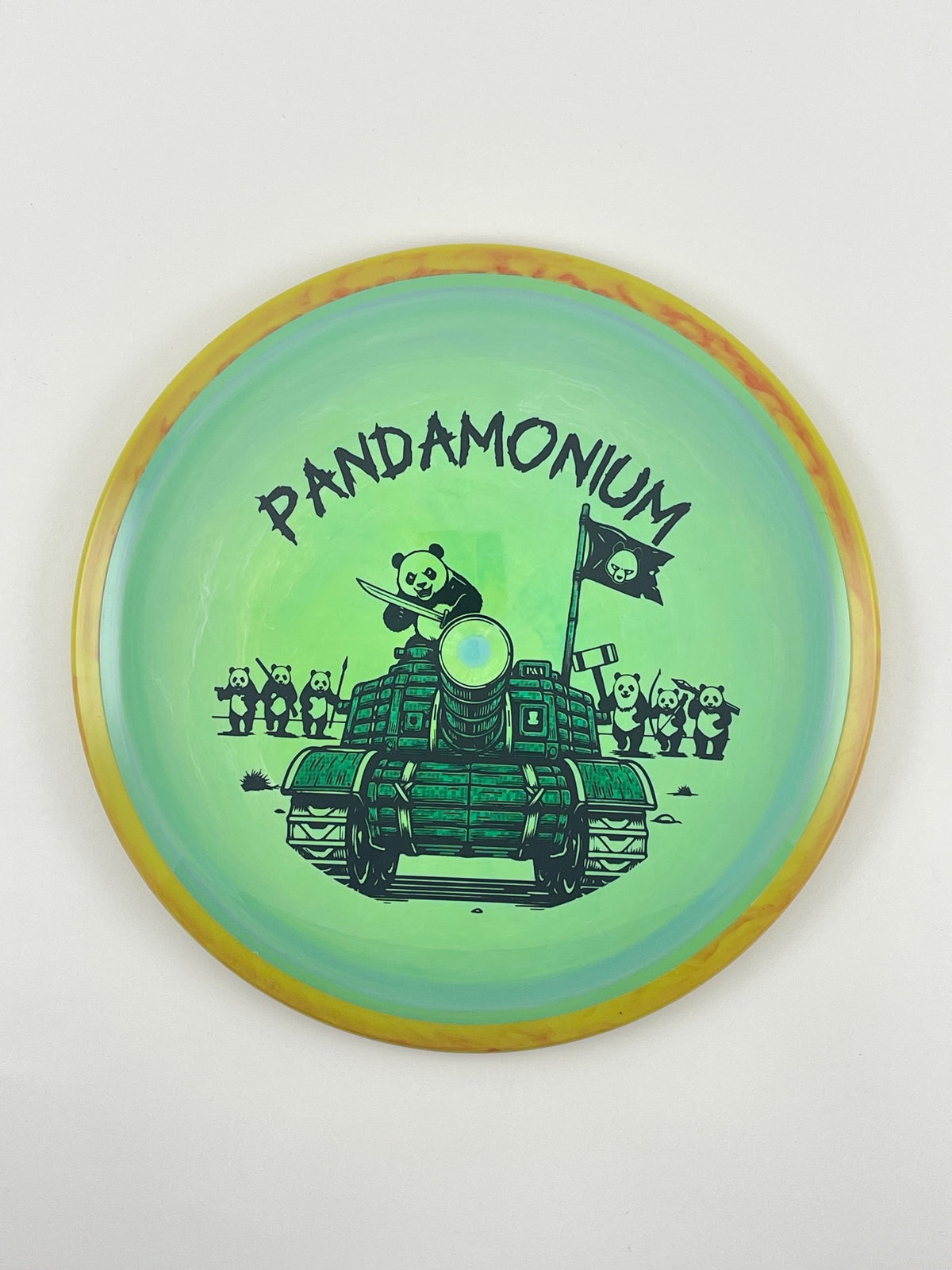 Axiom Bokeh disc golf fairway driver in Neutron plastic with Pandamonium Panda Tank stamp, view 33