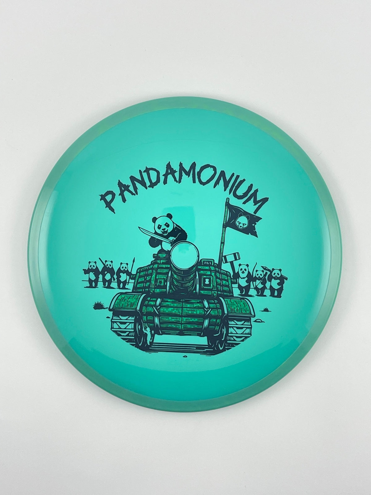 Axiom Bokeh disc golf fairway driver in Neutron plastic with Pandamonium Panda Tank stamp, view 35