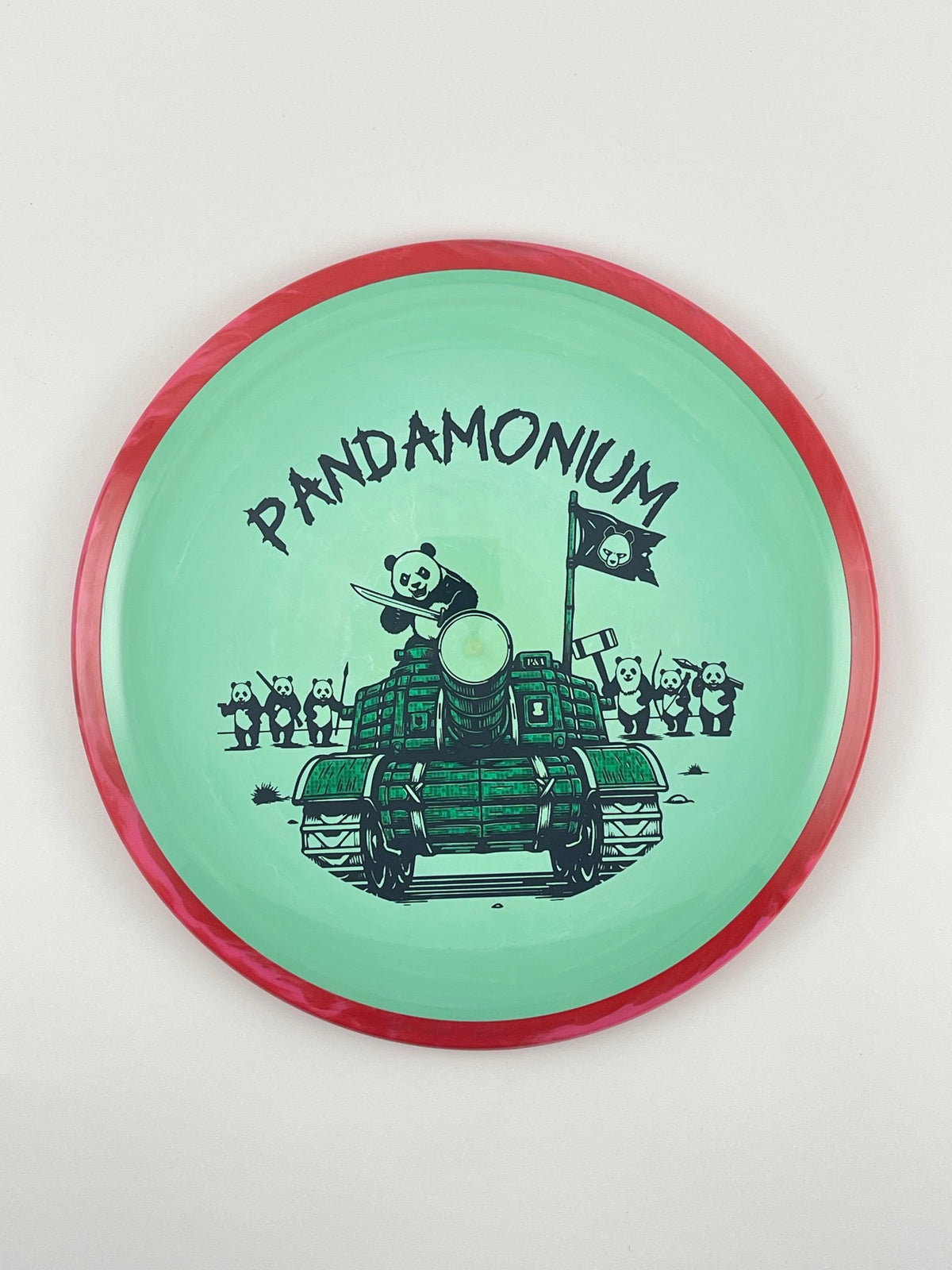 Axiom Bokeh disc golf fairway driver in Neutron plastic with Pandamonium Panda Tank stamp, view 36