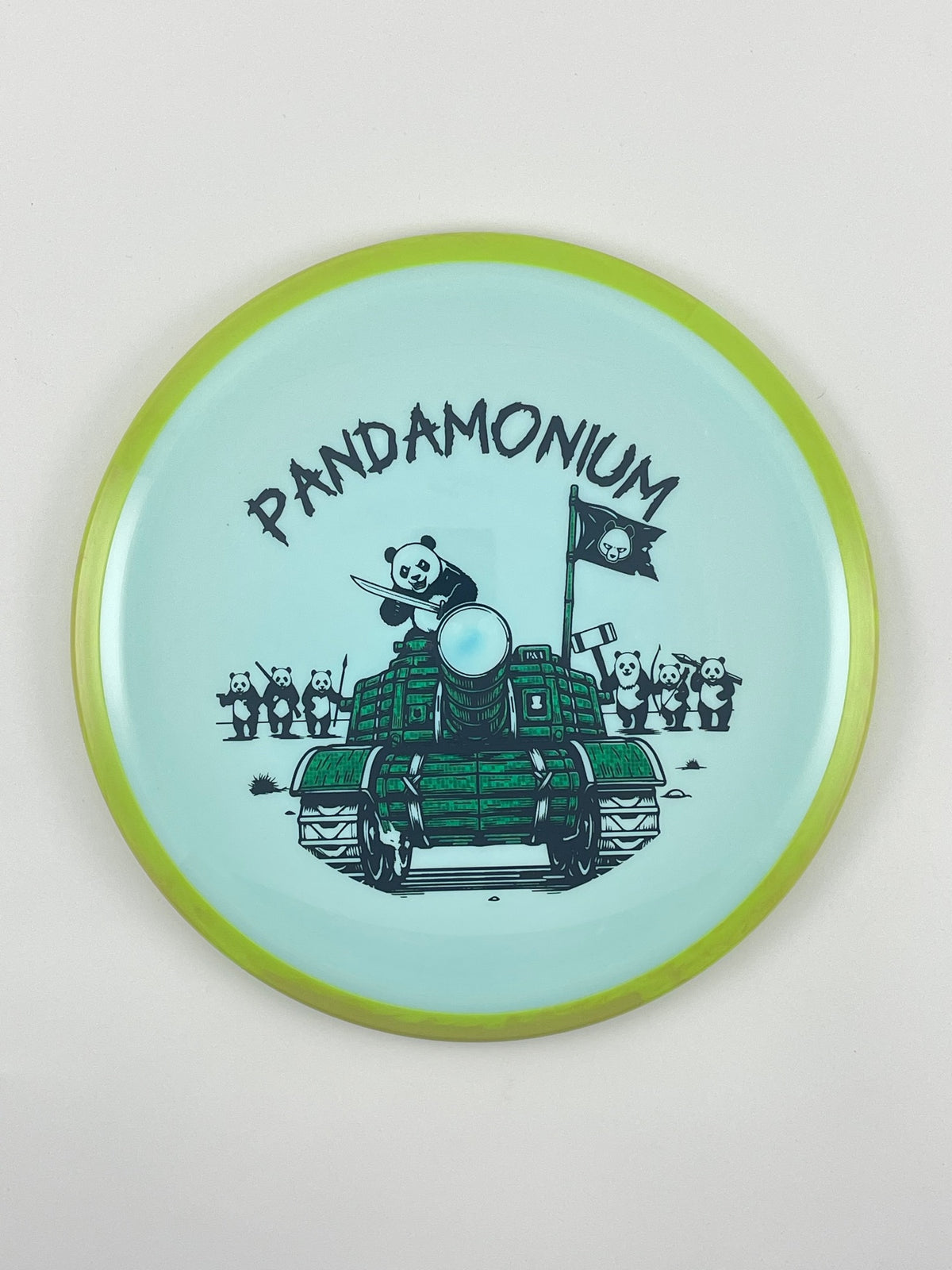 Axiom Bokeh disc golf fairway driver in Neutron plastic with Pandamonium Panda Tank stamp, view 40