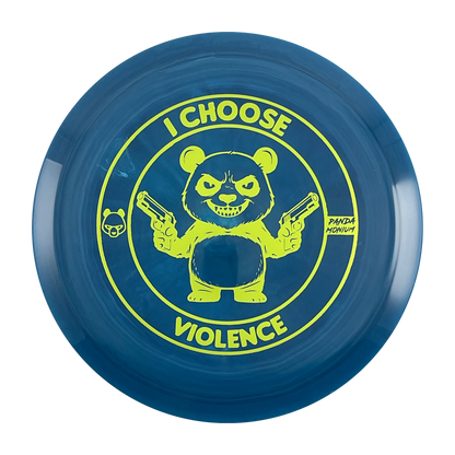 Discraft Cicada disc golf fairway driver in dark blue ESP plastic with Pandamonium I Choose Violence stamp, view 1
