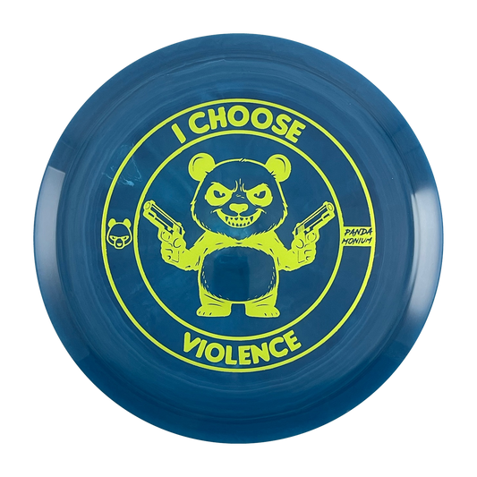 Discraft Cicada disc golf fairway driver in dark blue ESP plastic with Pandamonium I Choose Violence stamp, view 1