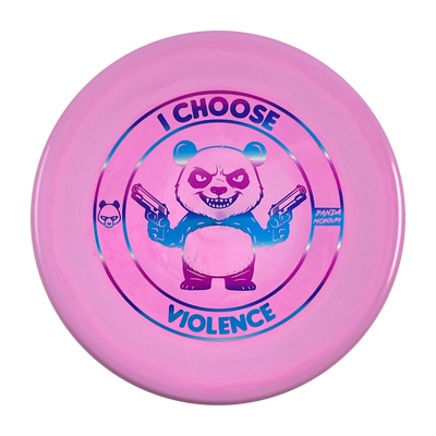 Discraft Zone disc golf putt and approach in pink ESP plastic with Pandamonium I Choose Violence stamp, view 1