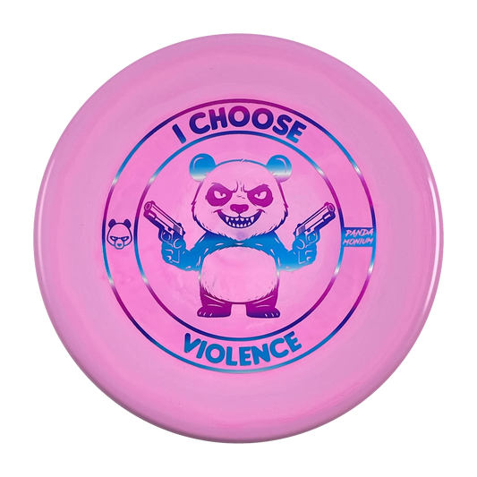 Discraft Zone disc golf putt and approach in pink ESP plastic with Pandamonium I Choose Violence stamp, view 1